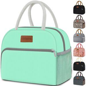 Insulated Lunch Bag Leakproof Cooler Cute Lunch Box Tote Picnic Travel Green